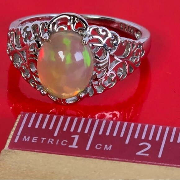 925 Sterling Silver Ring with Natural Chocolate Opal 0.8x1cm - Picture 4 of 13
